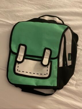 2D Green Cartoon-Style Backpack